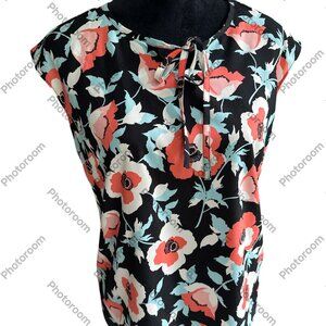 EUC TALBOT'S Floral Blouse - Black, Red, White, Blue